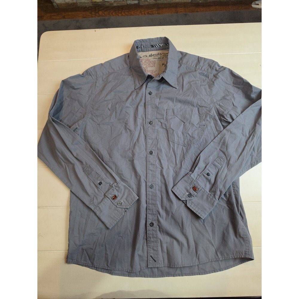 Vintage Y2K Quiksilver "Roots in Revolution" Grey Button-Down Shirt - Mens...